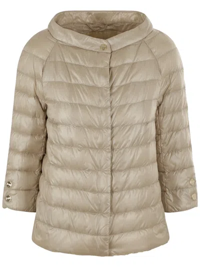 Herno Beige Polyamide Full-length Jacket In Brown