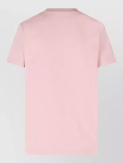 Moncler Cotton Ribbed Crewneck Short-sleeve T-shirt In Pink