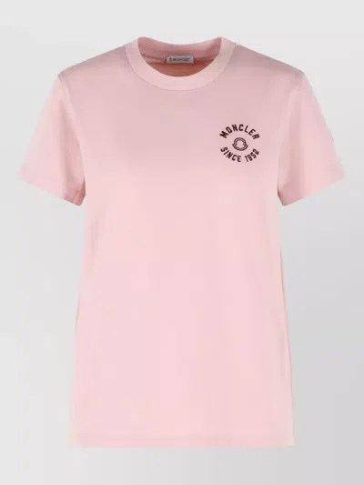 Moncler T-shirt With Embroidery In Pink