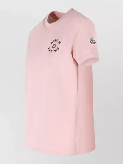 Moncler T-shirt With Embroidery In Pink