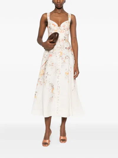 Zimmermann Luna Buttoned Picnic Dress In Cream Songbird In White