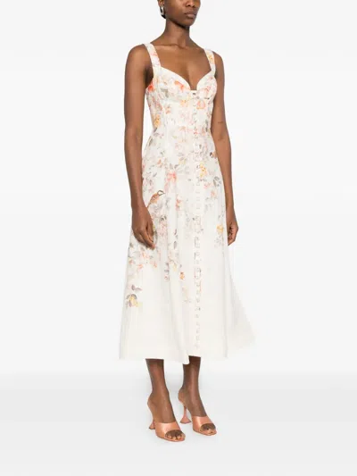 Zimmermann Luna Buttoned Picnic Dress In Cream Songbird In White