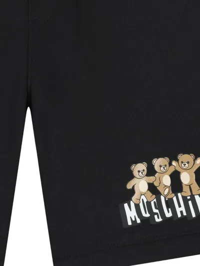Moschino Drawstring Graphic Shorts In Black
