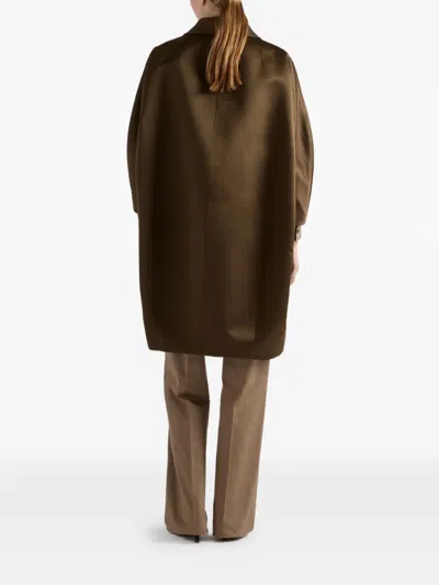 Prada Silk Open Overcoat In Brown