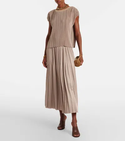 Joseph Womens Powder Cedre Pleated Satin Top In Brown