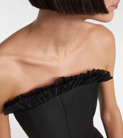 Alexander Mcqueen Strapless Ruffled Tulle-trimmed Wool Dress In Black