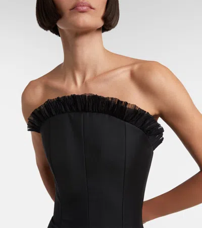 Alexander Mcqueen Strapless Ruffled Tulle-trimmed Wool Dress In Black