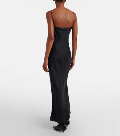 The Row Barina Lace-trimmed Silk-twill Midi Dress In Black