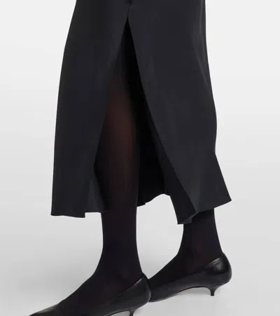 The Row Barina Lace-trimmed Silk-twill Midi Dress In Black