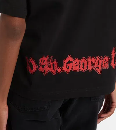 Balenciaga Medium Fit Graphic Crew Neck T Shirt In Black