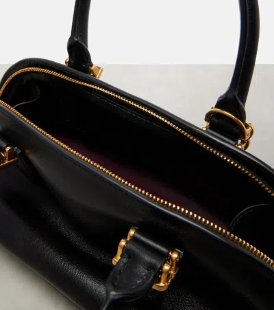 Balenciaga Mini Leather Bolero B Logo Zip Fastening Top Handle With Ring Detail In Black