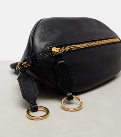 Balenciaga Mini Leather Bolero B Logo Zip Fastening Top Handle With Ring Detail In Black