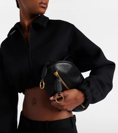 Balenciaga Mini Leather Bolero B Logo Zip Fastening Top Handle With Ring Detail In Black