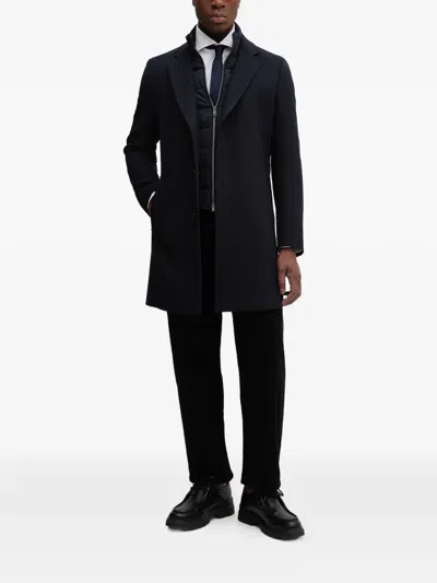 Hugo Boss Button-up Coat In Black