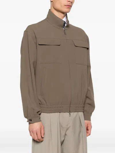 Montecore Zip Patch Pocket Jacket In Brown