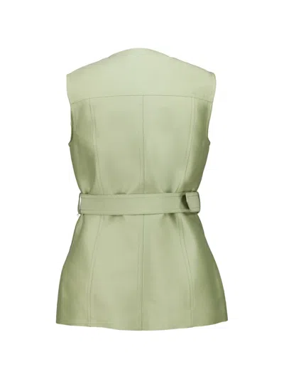 Zimmermann Luna Belted Wool And Silk-blend Vest In Green