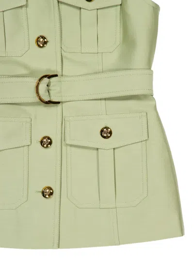 Zimmermann Luna Belted Wool And Silk-blend Vest In Green