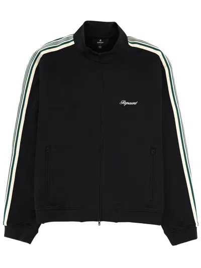 Represent Mens Jet Black Embroidered-logo Striped-taped Woven Track Jacket In Black