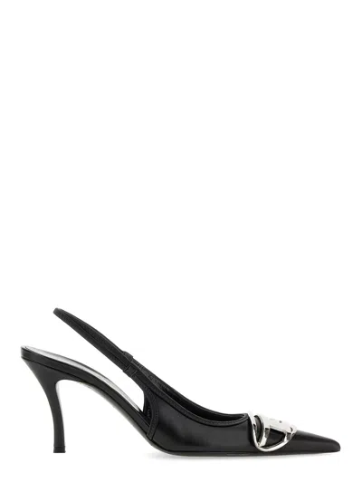 Diesel Venus Leather Slingback Pumps Kitten Heel In Black