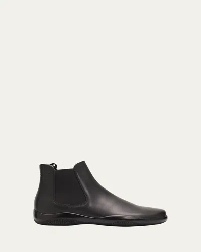 Prada Chelsea Boots With Pull Tabs In Black