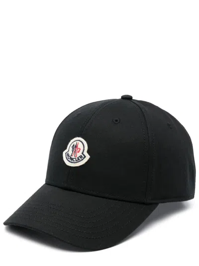 Moncler Logo Patch Baseball Cap In Black