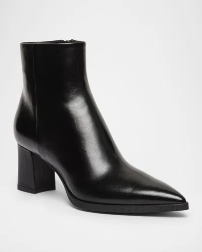 Santoni Medium Heel Leather Ankle Boot In Black