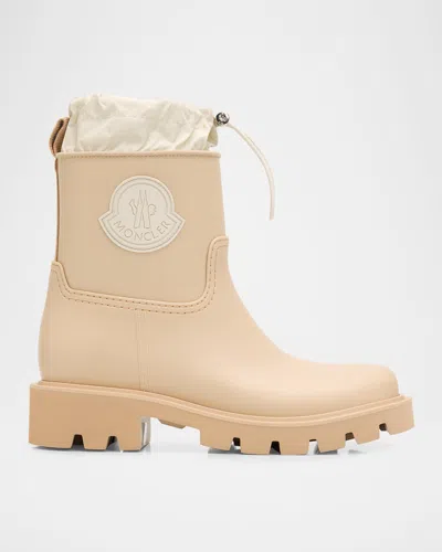 Moncler Kickstream Drawstring Logo-patch Rain Boots In Nude