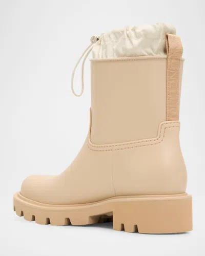 Moncler Kickstream Drawstring Logo-patch Rain Boots In Nude