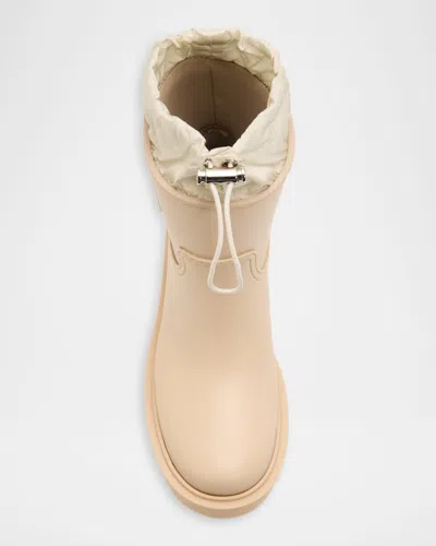 Moncler Kickstream Drawstring Logo-patch Rain Boots In Nude