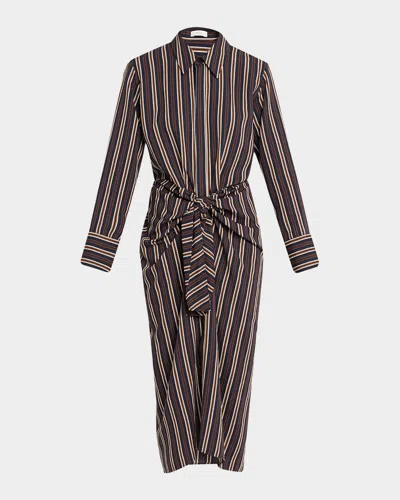 A.l.c Mila Striped Midi Shirtdress In Brown