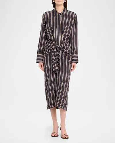 A.l.c Mila Striped Midi Shirtdress In Brown