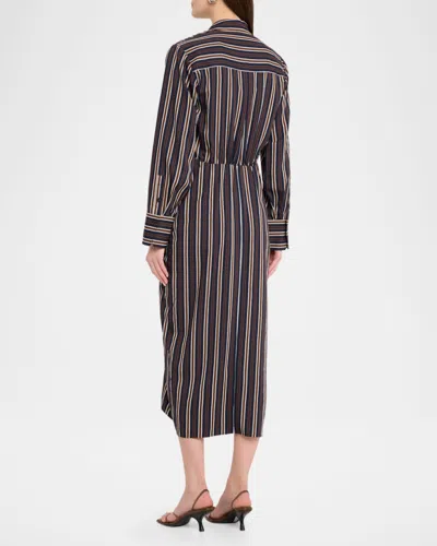 A.l.c Mila Striped Midi Shirtdress In Brown