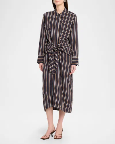 A.l.c Mila Striped Midi Shirtdress In Brown