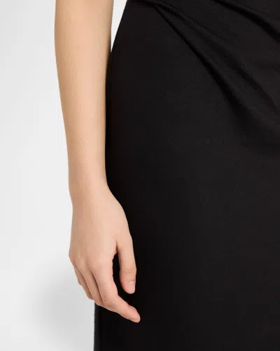 Vince Short-sleeve Ruched Jersey Midi Dress In Black