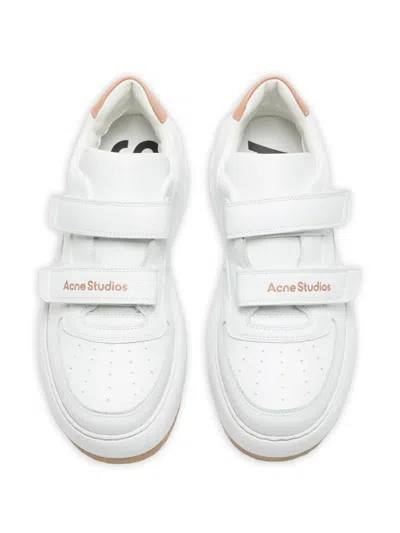Acne Studios Touch-strap Leather Sneakers In White