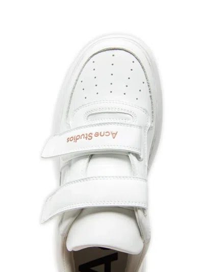 Acne Studios Touch-strap Leather Sneakers In White