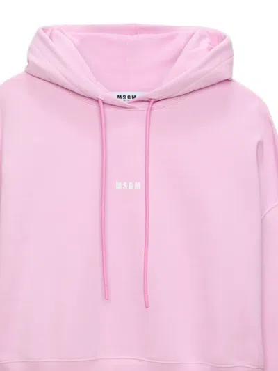 Msgm Drawstring Hoodie In Pink