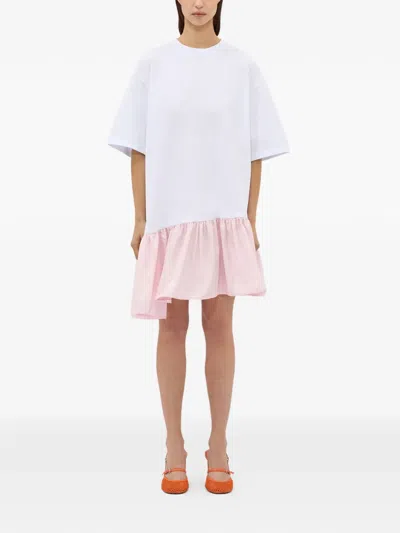 Msgm Ruffled Mini Dress In White