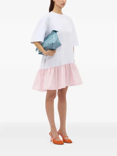 Msgm Ruffled Mini Dress In White