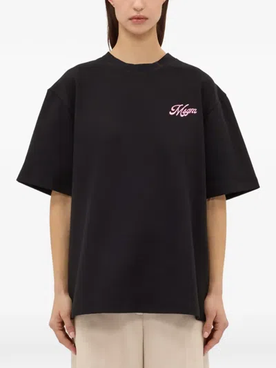 Msgm Embroidered T-shirt In Black
