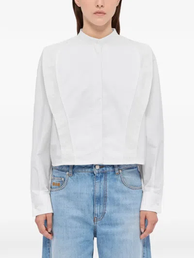 Msgm Lace Panel Shirt In White
