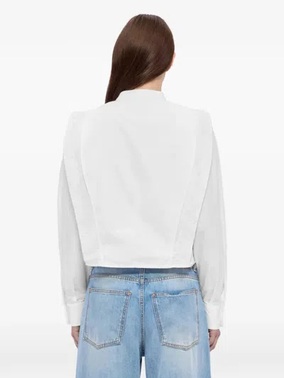 Msgm Lace Panel Shirt In White
