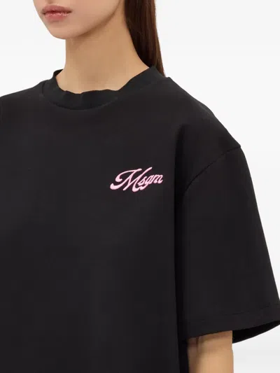 Msgm Embroidered T-shirt In Black