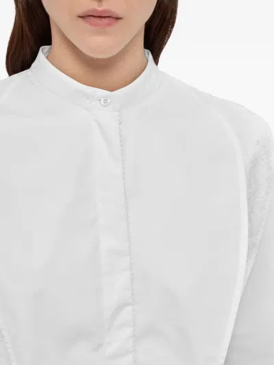 Msgm Lace Panel Shirt In White