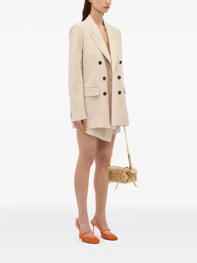 Msgm Button Asymmetric Shorts In Neutral
