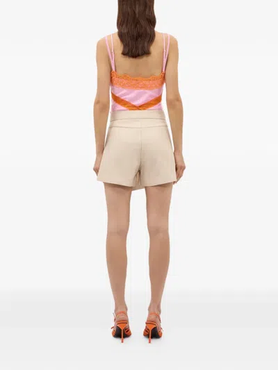 Msgm Button Asymmetric Shorts In Neutral