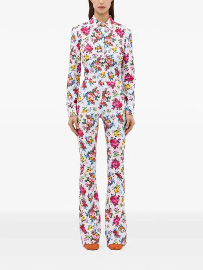Msgm Floral Trousers In Multi