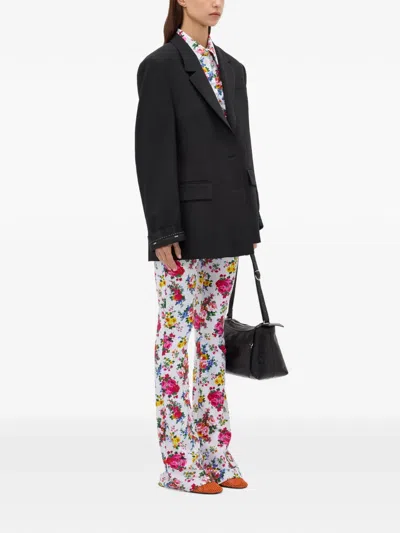 Msgm Floral Trousers In Multi