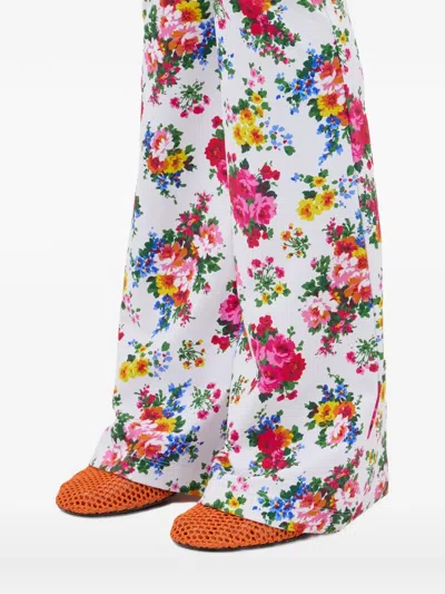 Msgm Floral Trousers In Multi
