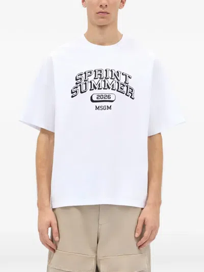 Msgm Graphic T-shirt In White